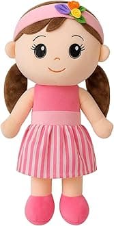 Soft Plush Chinkey Doll Toy for Baby Girls – Cute Stuffed Doll with Pink Dress & Hairband for Kids Height Approx 50 cm Teddy (Dark Pink)