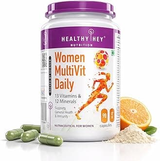Healthyhey Nutrition MultiVitamin for Women - Multi-Vit Daily - 13 Vitamins & 10 Minerals - Vegan - 90 Capsules (90)