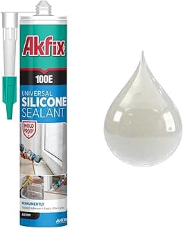 Akfix100E RTV Silicone Caulk Clear (1x10.1 fl.oz.) - 100% Silicone Sealant Waterproof for Kitchen and Bathroom, Shower, Toilet, Sink, Window and Door, No Discoloring | Clear, 1 Pack