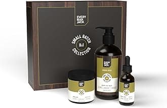 Every Man JackSmall Batch Beard Set - Hinoki Spice Fragrance - Perfect for Every Guy - Full-Sized Grooming Essentials - Beard + Face Wash, Hydrating Beard Oil and Beard Butter