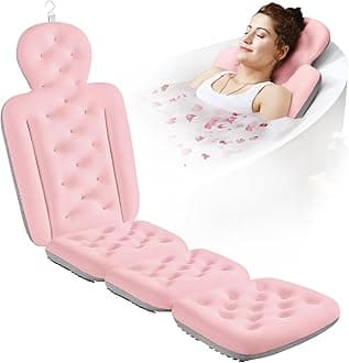 Full Body Bath Pillow for Bathtub, Thick Bathtub Cushion, Luxury Tub Pillow for Bath for Headrest Neck and Back Support Pink 60" x 16"