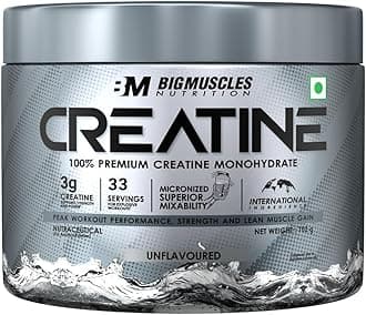 Bigmuscles Nutrition Creatine Powder [100 Grams, 33 Servings] | Micronized Creatine Monohydrate to Support Lean Muscle Repair & Recovery | Increase Strength and Athletic Performance