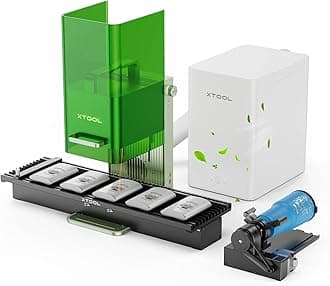 F1 2-in-1 Dual Laser Engraver Deluxe Bundle, with Slide Extension, Rotary Extension and Air Purifier, Lightning Speed Portable Fiber Laser Engraver for Metal Wood Leather Plastic Acylic