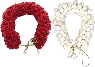 Curated Cart Gajra for Hair, Artificial Gajra of Mogra for Hair Bun/juda/phool Hair Accessory for Girls & Women's (Pack of 2, Red & White)