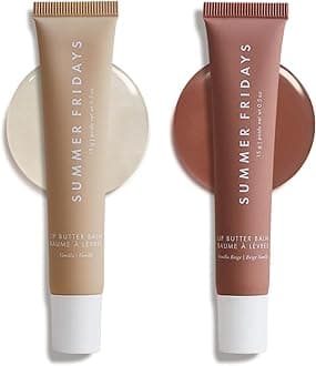 Tinted Lip Butter Balm - Conditioning Vegan Lip Balm for Instant Moisture, Shine & Hydration - Sheer-Tinted, Soothing Skincare (Vanilla & Vanilla Beige)