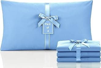 Moonlight Bedding Pillow Cases 4 Pack – Sky Blue Pillowcases Envelope Closure Super Soft Brushed Microfiber Standard House Wife Pillow Covers, (50 X 75 CM)