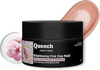 QUENCH BOTANICS Brightening Pink Clay Mask | Korean Clay Mask with Cherry Blossom & Kaolin Clay | Made in Korea (50ml)