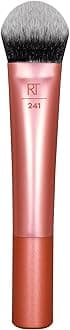 REAL TECHNIQUES Seamless Complexion Makeup Brush, Four Foundation, Primer, And Moisturizer, Makeup & Skincare Face Brush, Streakfree And Natural Finish, Orange, 1 Count