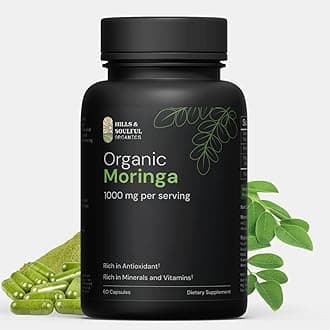 Moringa Powder Capsules | Nutrient Rich Natural Green Antioxidant Superfood | Supports Energy, Skin Health, Gut Health - With Essential Vitamins & Amino Acids - 60 Capsules
