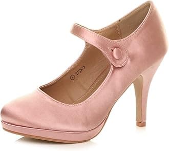AJVANI Womens Ladies mid high Heel Mary Jane Evening Work Platform Bridal Party Prom Court Shoes Size.