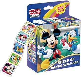 FEIFEI'S BOW 200pcs Kids Toddlers Princess Elsa Mickey Mouse Dinosaur Stickers Party Bag Fillers Boys Girls Teachers as Reward Craft Scrapbooking in Box Gift Set (Mickey Mouse)