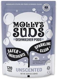 Dishwasher Pods | Natural Dishwasher Detergent, Cuts Grease & Rinses Clean (Residue-Free) for Sparkling Dishes | 120 Auto-Release Tabs (Unscented)