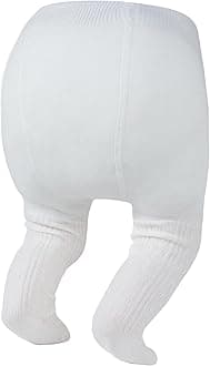 Opaque Cotton Tights for Baby Girls, Infants & Toddlers, Cozy Winter Leggings with Cable Knit Design, Size 0-3M to 6-7T