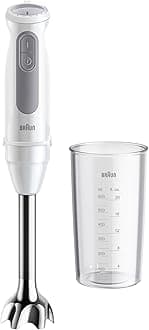Braun MultiQuick 5 Hand Blender, 1000 Watts, PowerBell VPlus & SplashControl Technology, One-Hand 21 Speeds Wheel +Turbo, Ergonomic Grip Handle - MQ 50001 M