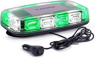 Xprite 12" Rooftop Mini Strobe Light Bar Magnetic Mount Emergency Safety Warning Caution Flashing Beacon Lights for Construction Security Vehicles Snowplow Trucks Postal Mail Cars - White & Green