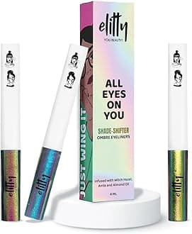 Elitty Galaxy Ombre Waterproof Liquid Eyeliner Combo (Pack of 3) | Holographic Shades (Green-Brown,Purple-Blue,Pink-Copper) | Lasts Upto 12 Hrs | 4 ML Each