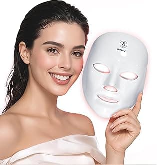 LED Face Mask, Light Therapy with 7 Colours, Wireless Red Light Mask, Rechargeable, Portable for Skin Care at Home and Travel