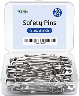 - 3 Inches Large Safety Pins, Pack of 50, Big Heavy Duty Safety Pins for Brooch Making, Blankets, Crafts, Cloth Curtain (SP)