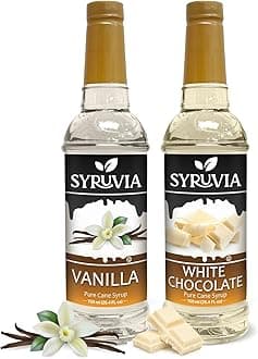 Syruvia Coffee Syrup Variety Pack - Vanilla & White Chocolate- Gluten-Free, Kosher, 25.4 fl oz Bottles - Enhance Your Coffee Experience with Premium Flavoring Syrups