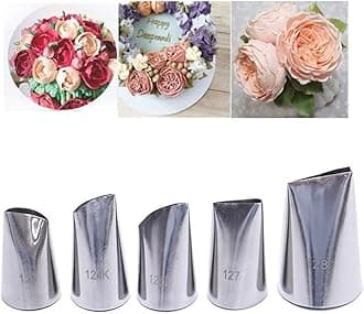 FantasyDay 5 piece Stainless Steel Rose Flower Piping Tips Piping Nozzles Cake Decorating Supplies Cookies Cupcake Icing Decorating Supplies Decorating Kits Frosting Icing Tips Baking Set Tools #4