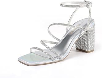 Women's Heels Chunky Block Strappy Square Open Toe Ankle Buckle Heeled Sandals Wedding Party Dress Shoes Indie