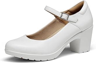 Women's Chunky Low Block Heels Mary Jane Closed Toe Work Pumps Comfortable Round Toe Dress Wedding Shoes EDENIA