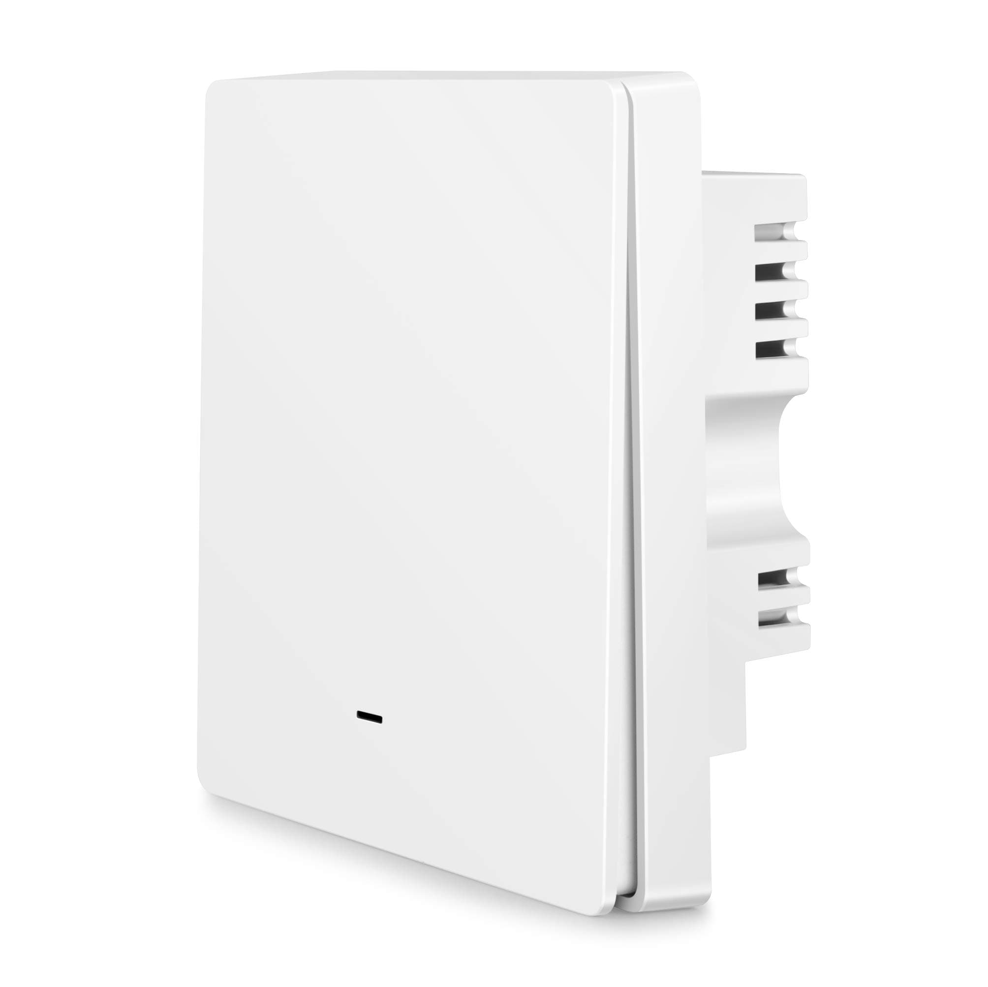 Smart Light Switch, WiFi Wireless Wall Lighting Switch with Remote Control and Timer, Lamp Switch Compatible with Alexa Google Home, Neutral Wire Required (1-gang)