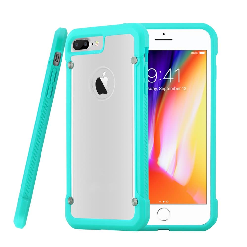 Prosper iPhone 8 Plus Case Back Cover,Rugged Armor Shockproof TPU+PC Case for iPhone 8 Plus Mobile Phone,Premium Protection (Turquoise)