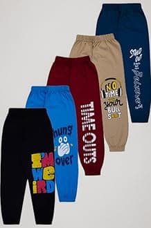 Boy's Cotton Regular Fit Printed Track Pants (Pack fo 5)
