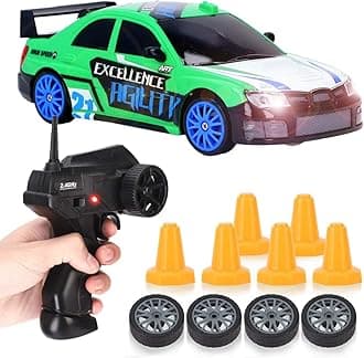 RC Drift Car 1/24 2.4GHz 4WD Remote Control Sport Racing On-Road Vehicle with LED Light, Batteries and Drift Tires (Style 3)
