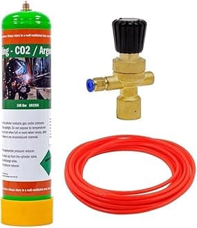 Argon CO2 Disposable Gas Mix Bottle KIT MIG TIG Welding w/MINI Regulator + Hose (Argon 88% / CO2 12%)