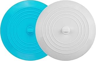 tifanso 2 Pack 6” Bathtub Tub Drain Cover Stopper, Large Silicone Suction Bathroom Drain Plug Hair Stopper, Bathroom Accessories for Kitchen and Laundry (White/Aqua)