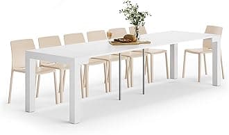 Mobili Fiver, First, Extendable Console Table 17.7(120) x35.4 in, Ashwood White, Made in Italy