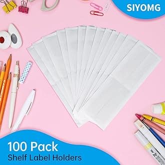 Label Holders Adhesive Shelf Tags 100 PCS 11 x 3 cm Clear Plastic Labels for Storage Bins, Name Labels Pockets, Shelf Price Display for Supermarket Office Home