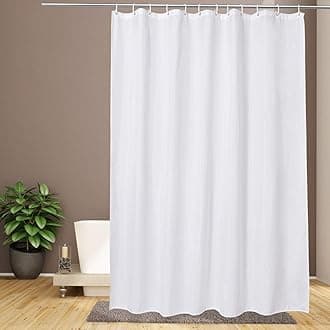 EurCross Water-resistant Fabric Shower Curtain for Bathroom or Outdoor Garden,Machine Wasable Solid White Shower Curtain liner 180 x 180cm Drop