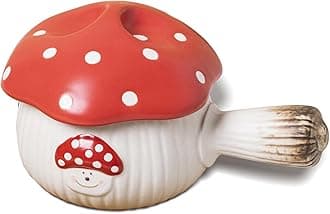 RESVUGA French Onion Soup Bowl with Lid, Crocks, Sweet Mushroom Novelty 500ml Bowl with Handle, Lava Cake, Creme Brulee, Egg Cooker