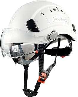 Construction Safety Helmet with Build-in Visor ABS Hard Hat with Visor Adjustable Ventilation Hardhats Work Head Protection ANSI/ISEA Z89.1