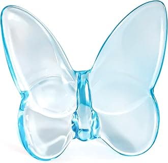 Crystal Butterfly Figurines,Flying Butterfly Figurine Decor Crystal Cut Glass Butterfly Ornament Statue Animal Collectible Gift Home Ornament Decor (Light Lake Blue)