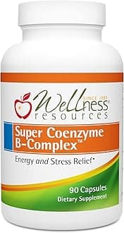 Wellness Resources Super Coenzyme B Complex - Highly Absorbable Coenzyme B Vitamins + MethylFolate for Energy, Stress, Hair (90 Capsules)
