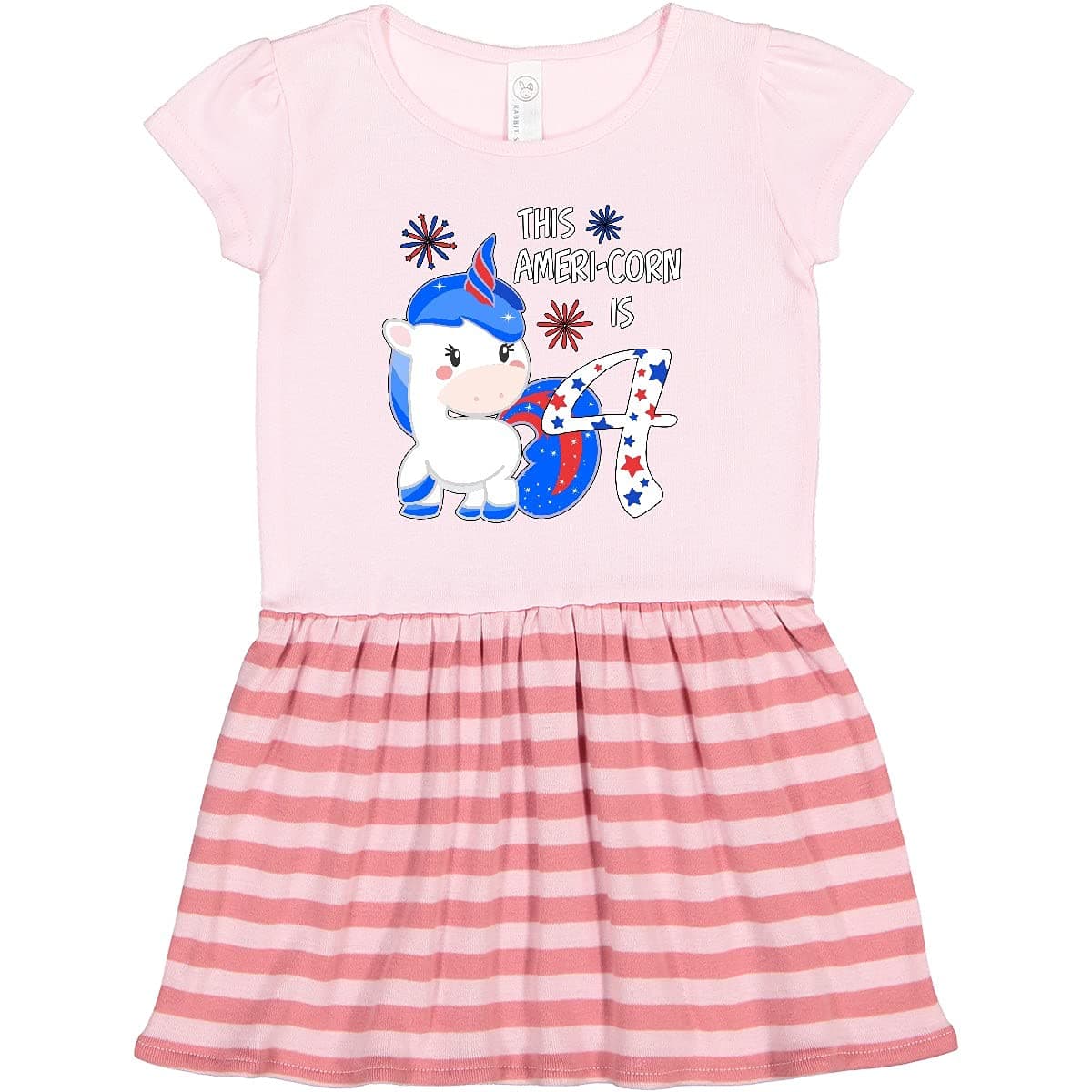 inktastic This Ameri-Corn is Four- Patriotic Unicorn Fourth Toddler Dress