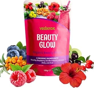 Beauty Glow - Super Berry Powder 150g | Superfood Powder for Glowing Skin & Anti-Aging | Rich in Vitamin C & Antioxidants | Vegan Collagen Booster | Includes Acai, Raspberry, Hibiscus