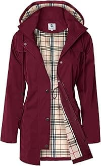 SaphiRose Women's Long Hooded Rain Jacket Outdoor Raincoat Windbreaker