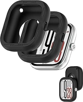 [2pack] Case for Xiaomi Redmi Watch 5,NOUKAJU Smartwatch Silicone Protector Cover,Easy to Install,Drop-Proof,Soft,Protective Case for Redmi Watch 5(Black)