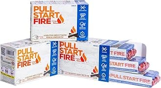 Pull Start Fire Pull String Firestarter | No Matches Required, Fire Starts in Seconds | for Campfires, Grill, Fireplace, BBQ | Lights Wet Wood, Easy to Use, Food Safe and Weather Resistant | 9 Pack