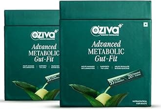 OZiva+ Advanced Metabolic Gut-Fit For Gut & Metabolic Heath | With Cinnamon Polyphenols, B420™ Probiotic, Oat Fiber Prebiotic | 60 Sachets + 60 Effervescent Tablets (Pack 2)