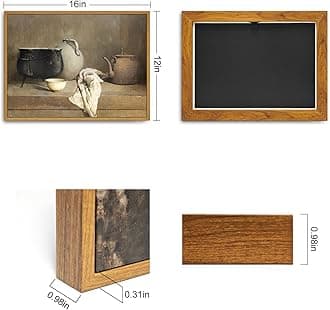 Roslynity Framed Canvas Wall Art Vintage Print Oil Painting Porcelain Still Life Farmhouse Country Grey Rustic Retro Aesthetic Artwork for Home Living Room Bathroom Kitchen Wall Decor (12"x16")