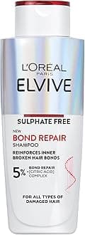 L'Oréal Paris Shampoo For Damaged Hair Repair, Elvive Bond Repair Sulphate-Free With Citric Acid Complex, Restores Original Strength, 90% More Shine And 82% Stronger, Targets Hair Bonds Broken By Heat
