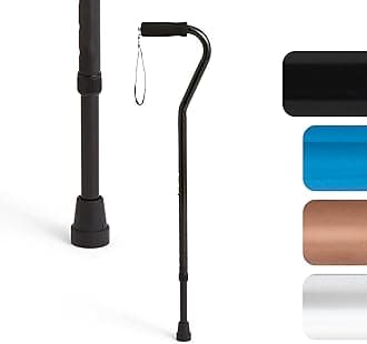 Medline Aluminum Offset Walking Cane for Seniors & Adults is Portable and Lightweight for Balance, Knee Injuries, Mobility & Leg Surgery Recovery