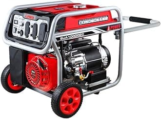 A-iPower SUA10000EC 10000-Watt Portable Generator W/Electric Start CARB Complied, 10000 Rated Watt/8000 Running Watt, Red & Gary