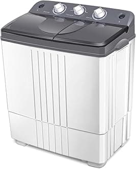 Giantex Portable Washing Machine, 20lbs Capacity, 12lbs Washer and 8lbs Spinner, Compact for Apartment RV, Gray & White, GX20313-PE